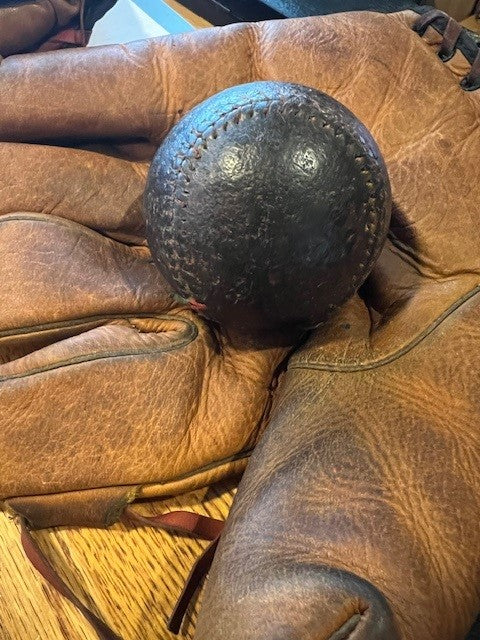 1930'S-40'S PINKY HIGGINS SPALDING BASEBALL GLOVES AND BALL SET