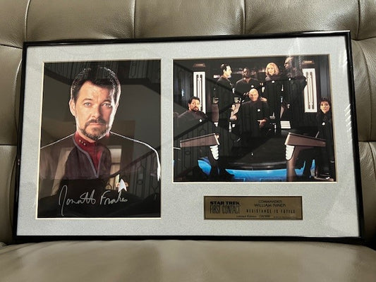 Star Trek TNG Jonathan Frakes Cmd Riker Resistance is Futile SIGNED FRAMED PHOTO